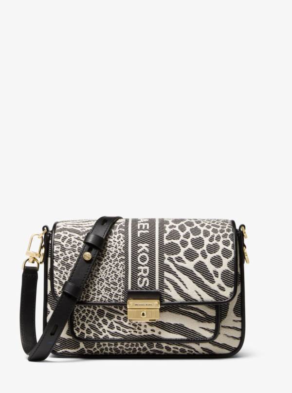 Damske Spojková Taška Michael Kors Bradshaw Medium Mixed Animal Jacquard Čierne - Kabelky Michael Kors Nejlevnejsi | RZOYI-3258